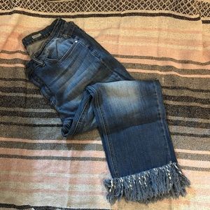 Judy Blue Cropped Jeans with Fringe
